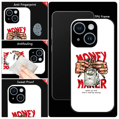iPhone 14 Premium Acrylic Shockproof Glass Back Case (Money Maker)