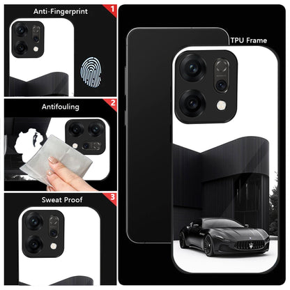 Oppo Reno 14 5G Premium Acrylic Shockproof Glass Back Case (monochrome Maserati)
