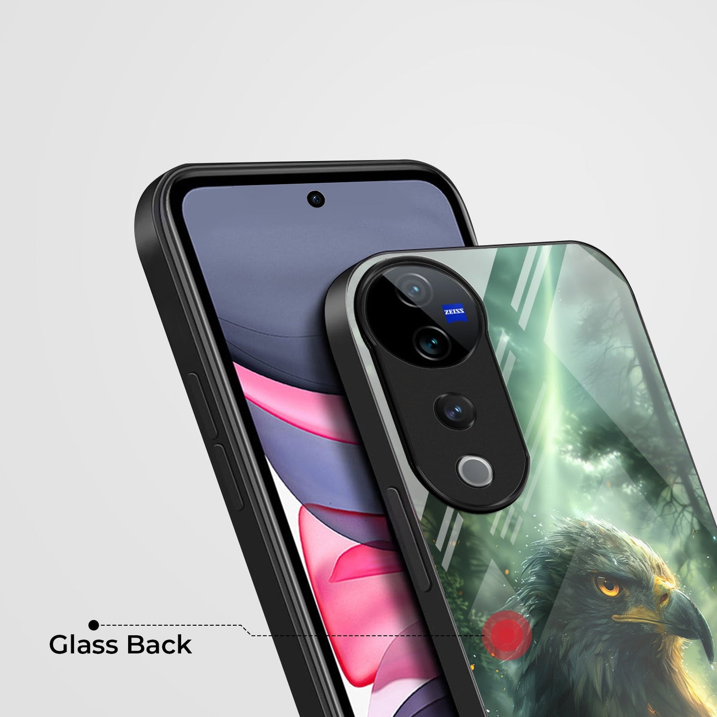 Vivo V40 Pro 5G Premium Acrylic Shockproof Glass Back Case ( Storm Eagle)