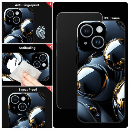 iPhone 14 Premium Acrylic Shockproof Glass Back Case (Mirror Spheres)