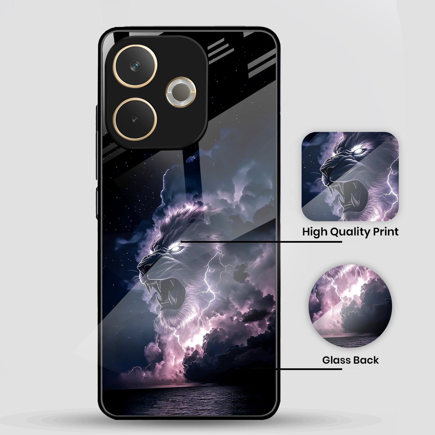 Oppo A5 Pro 5G Premium Acrylic Shockproof Glass Back Case (Sky Roar)