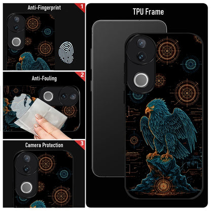 Vivo V50 5G Premium Acrylic Shockproof Glass Back Case (Warrior Eagle)