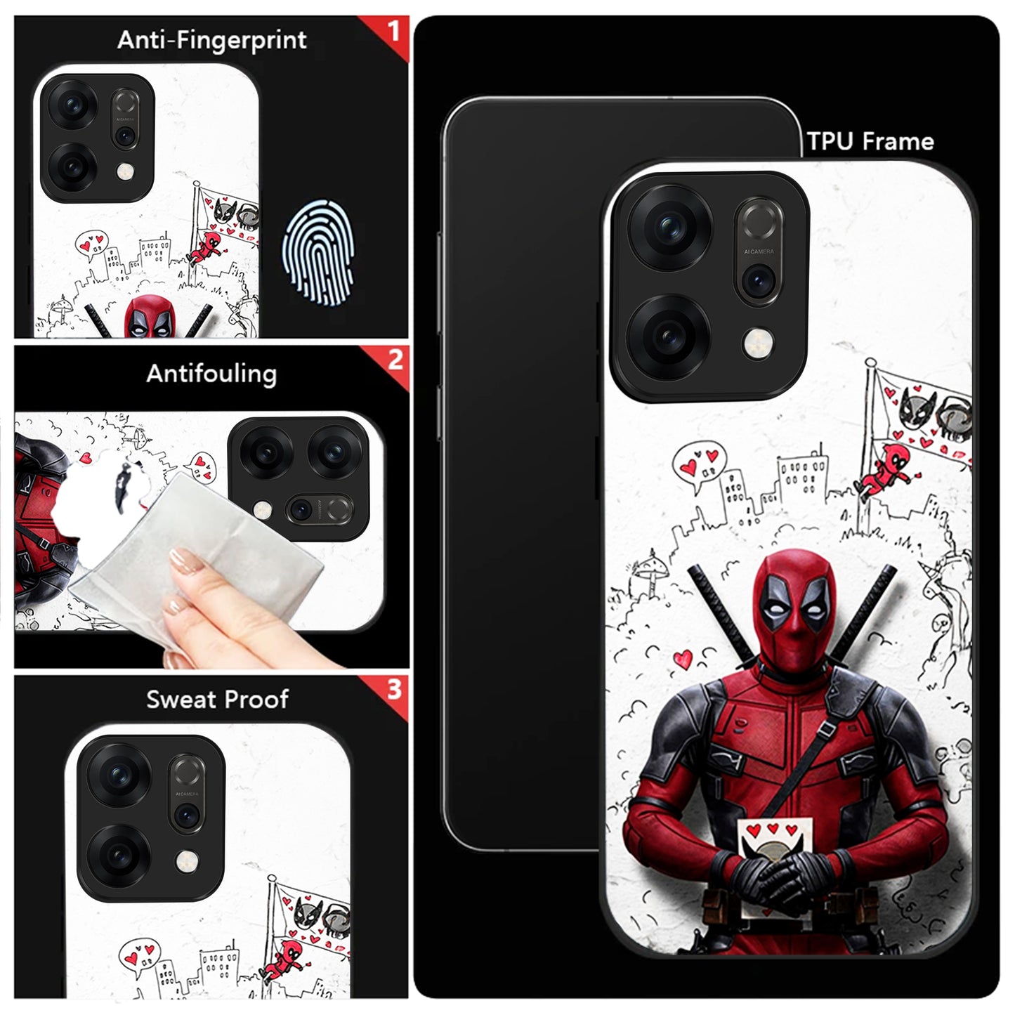 Oppo Reno 14 5G Deadpool Comic Character Design Aesthetic Glass Case