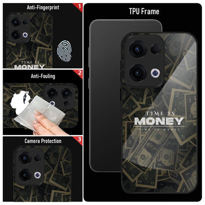 Oppo Reno 13 5G Premium Acrylic Shockproof Glass Back Case (Money)