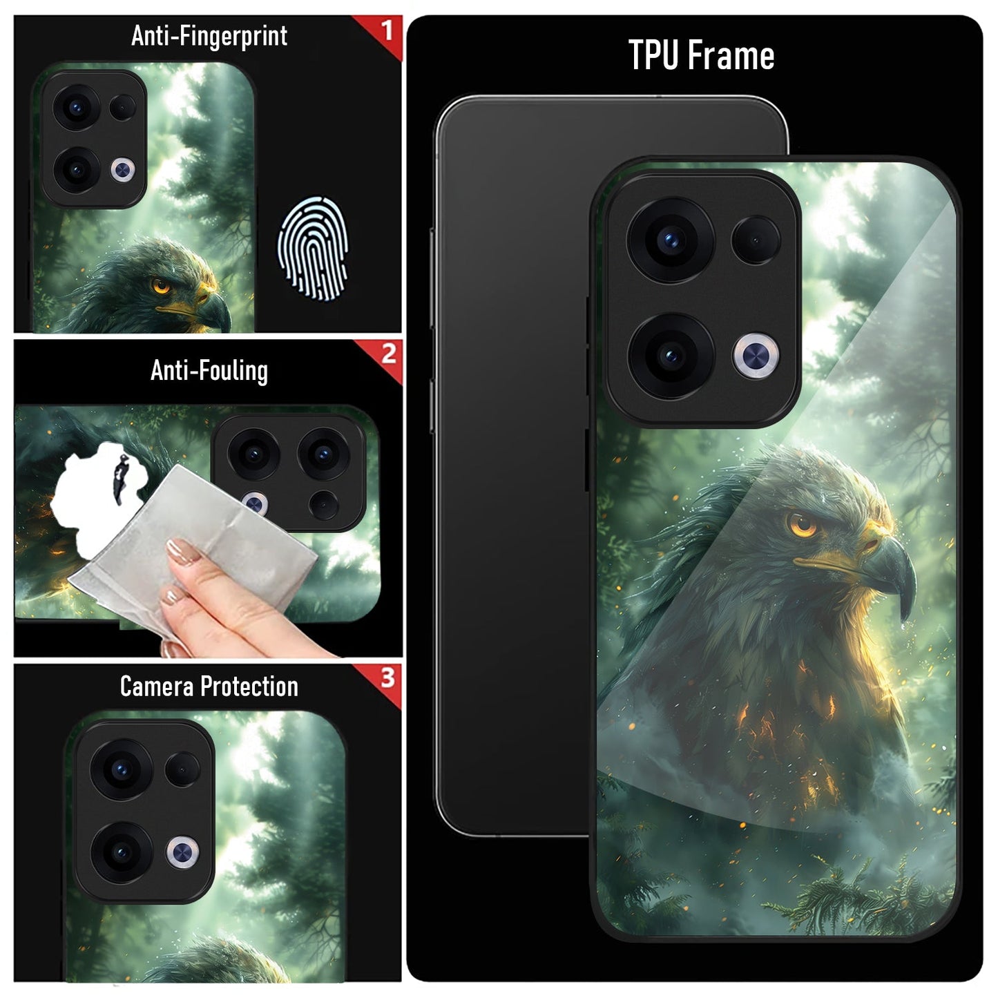 Oppo Reno 13 5G Premium Acrylic Shockproof Glass Back Case (Eagle Case)