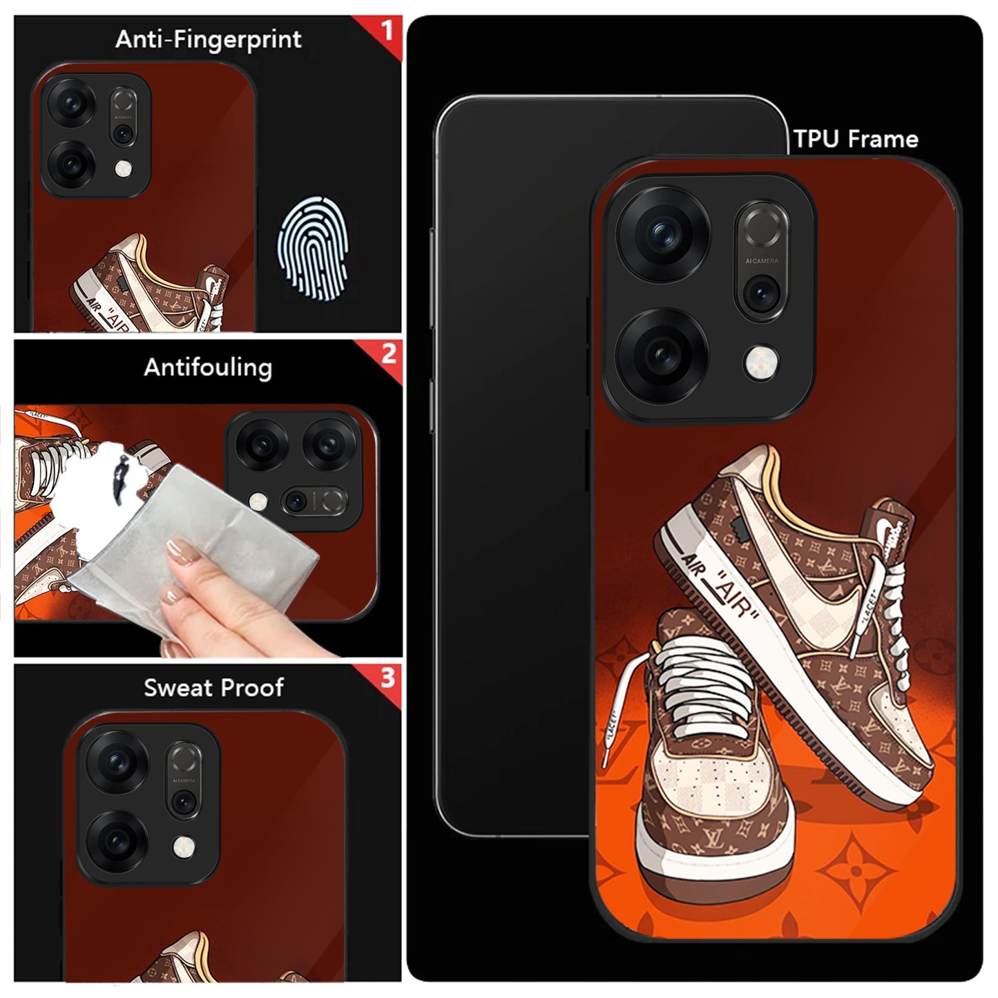Oppo Reno 14 5G Premium Acrylic Shockproof Glass Back Case (Sneaker)