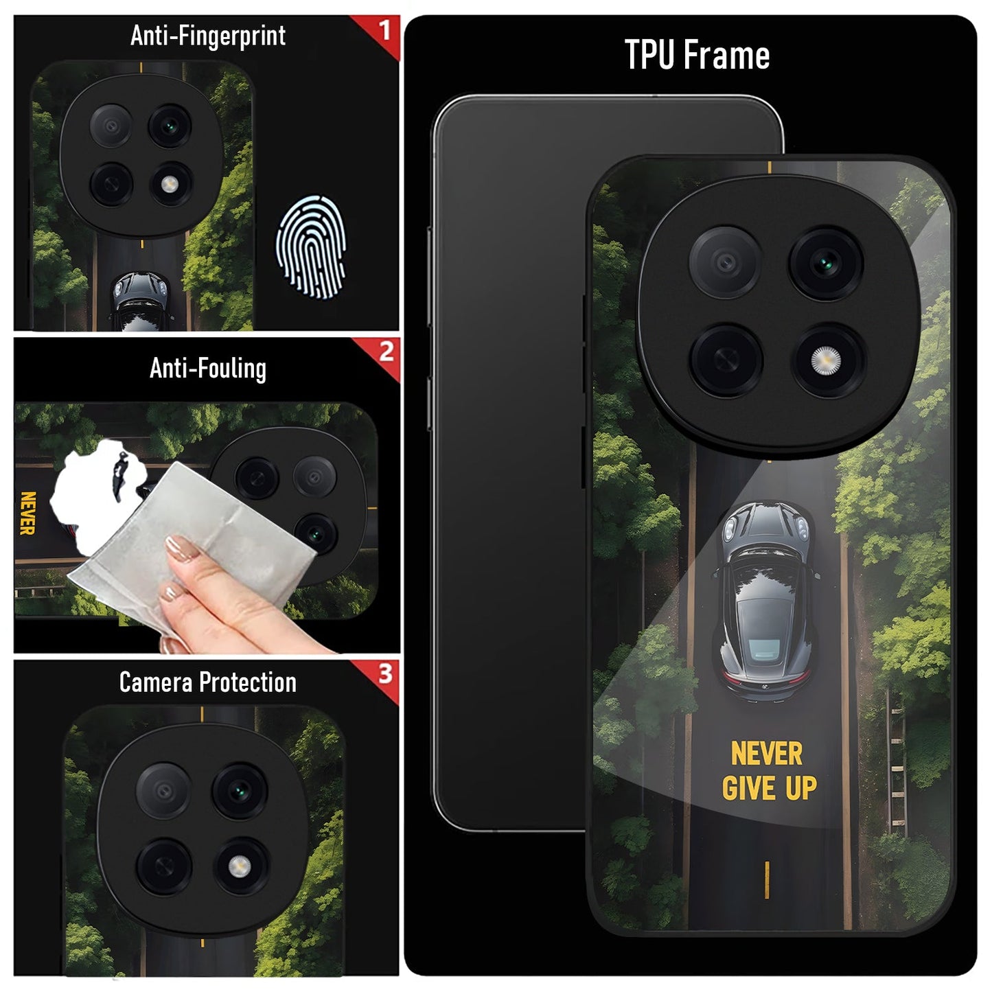 OPPO F29 Pro 5G Premium Acrylic Shockproof Glass Back Case (Never Give Up)