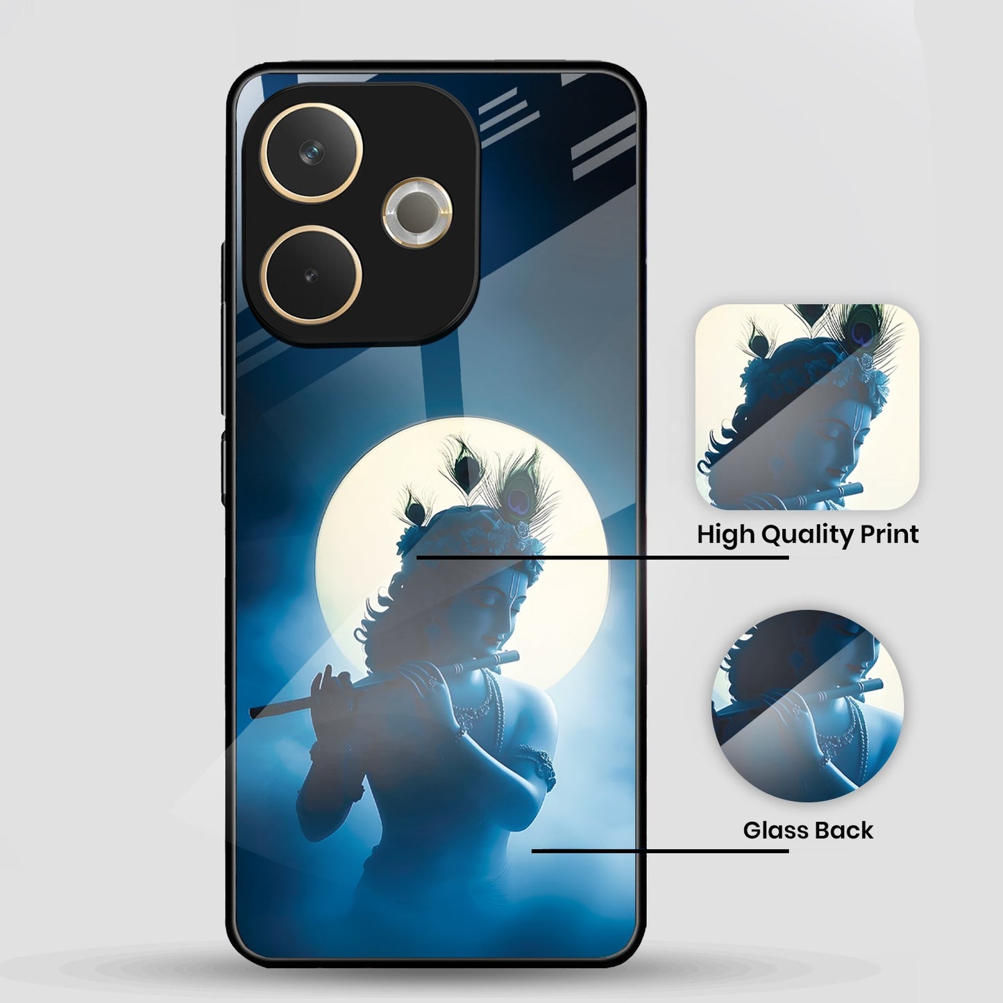 Oppo A5 Pro 5G Premium Acrylic Shockproof Glass Back Case (Lord Krishna)