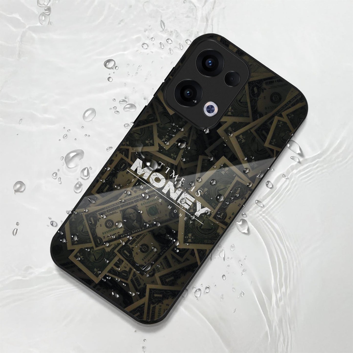 Oppo Reno 13 5G Premium Acrylic Shockproof Glass Back Case (Money)