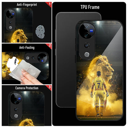 Vivo V40 Pro 5G Premium Acrylic Shockproof Glass Back Case (Dhoni)
