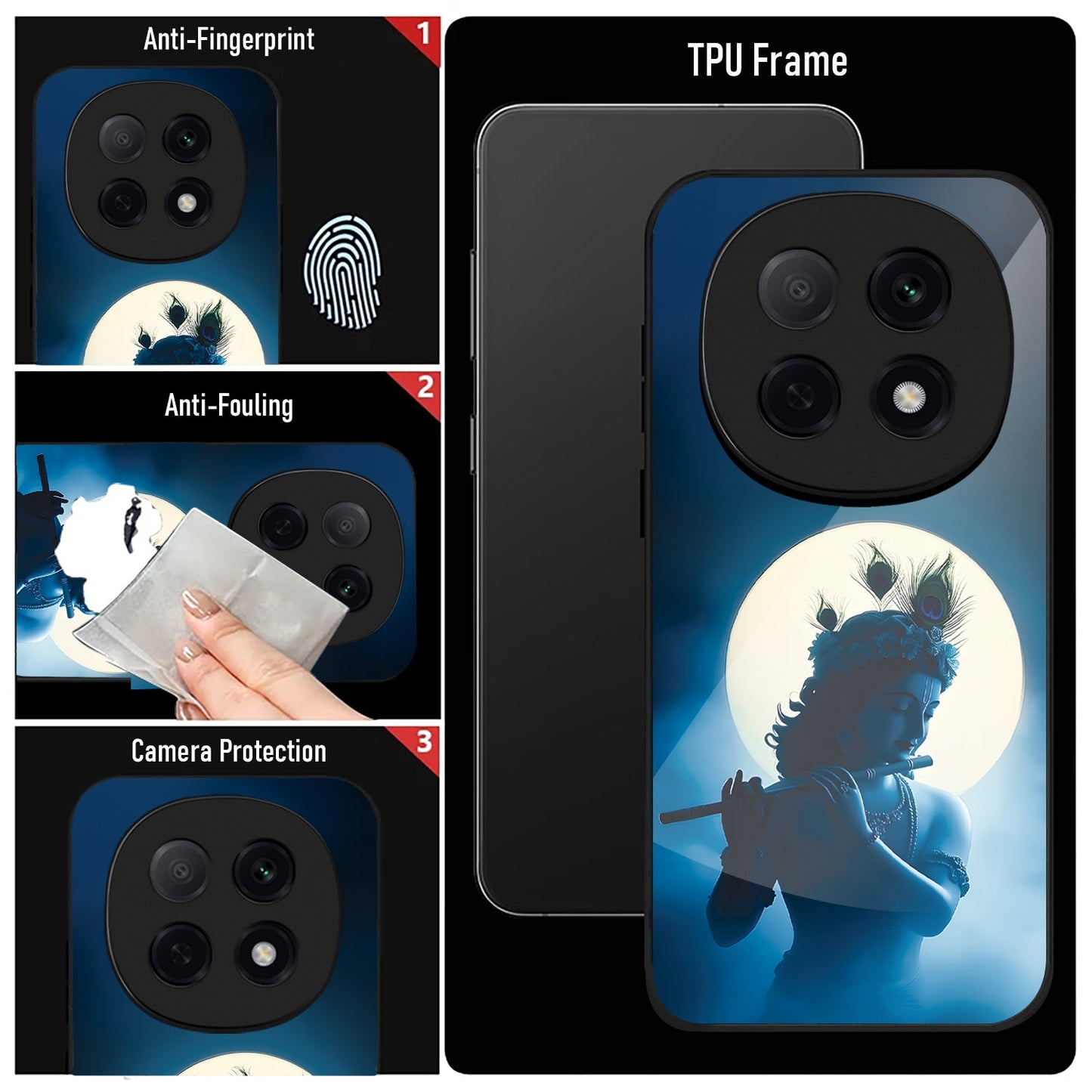OPPO F29 Pro 5G Premium Acrylic Shockproof Glass Back Case (Midnight Krishna)