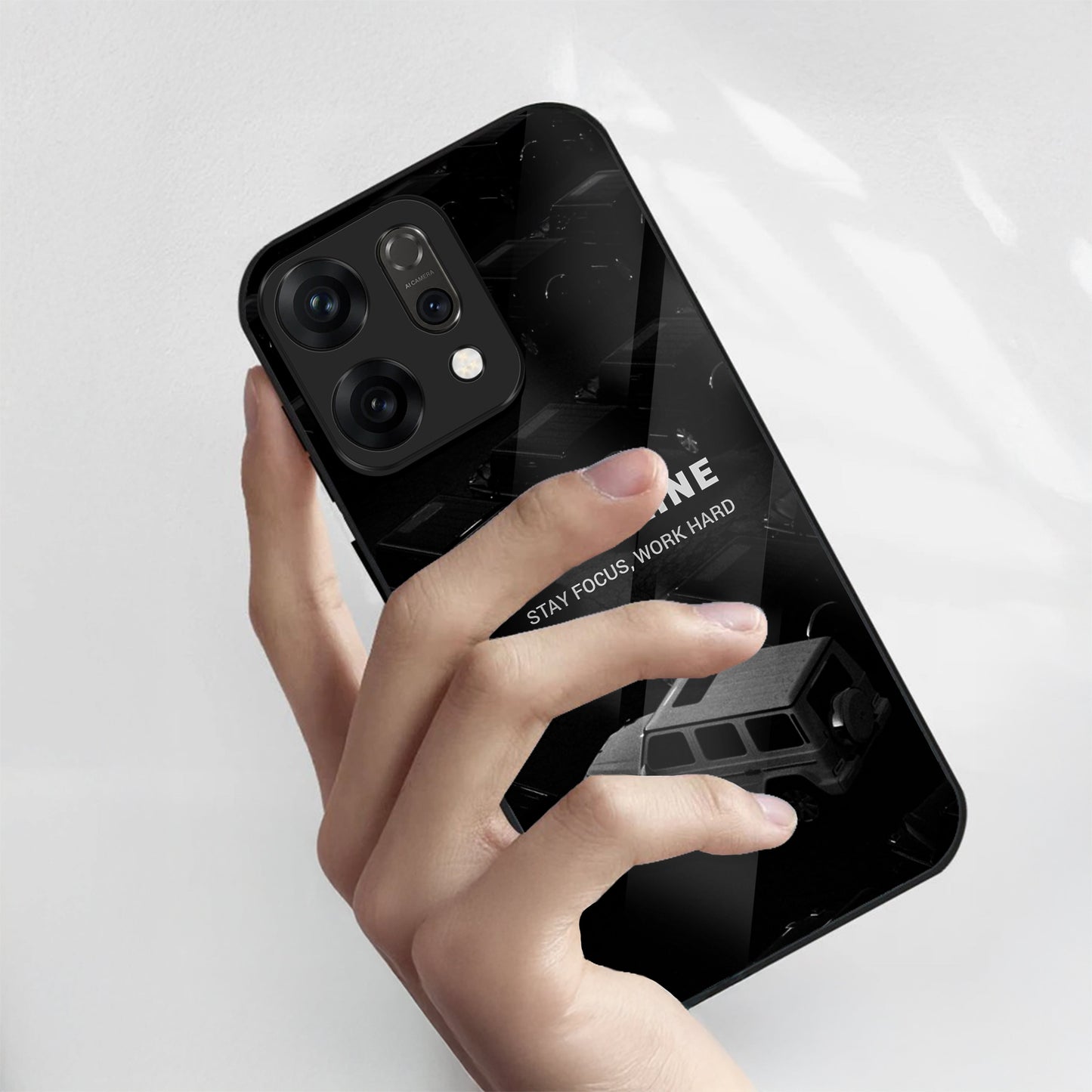 Oppo Reno 14 5G Premium Acrylic Shockproof Glass Back Case (Discipline)