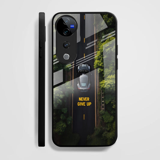 Vivo V40 Pro 5G Premium Acrylic Shockproof Glass Back Case (Never Give up)