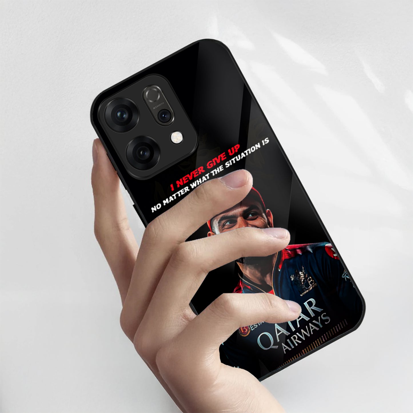 Oppo Reno 14 5G Premium Acrylic Shockproof Glass Back Case (Virat Spirit)