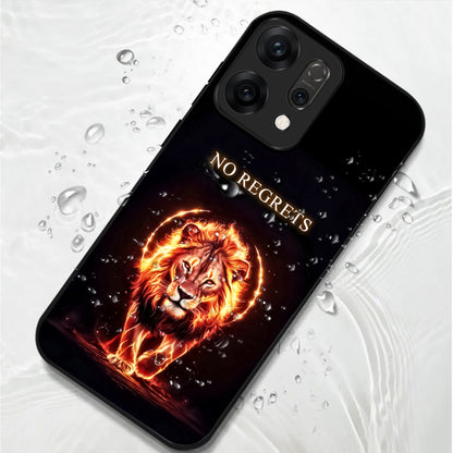 Oppo Reno 14 5G No Regrets Lion Aesthetic Glass Case