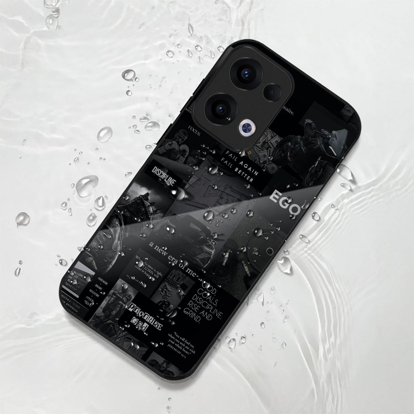 Oppo Reno 13 5G Premium Acrylic Shockproof Glass Back Case (Discipline Drive)