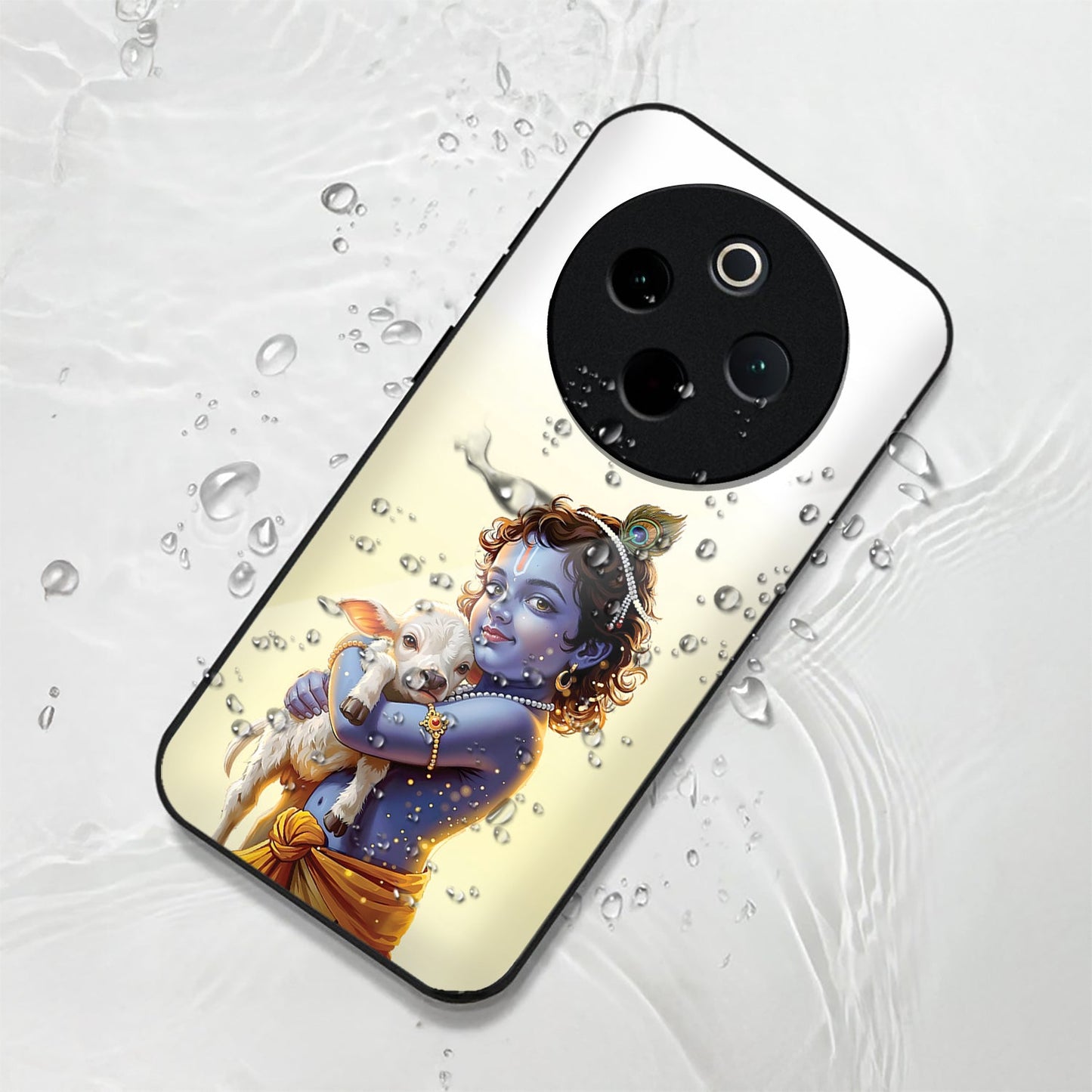 Vivo T4 5G Premium Acrylic Shockproof Glass Back Case (Cute Krishna)