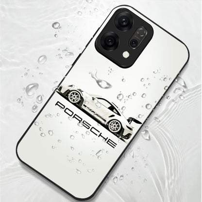 Oppo Reno 14 5G Premium Acrylic Shockproof Glass Back Case (White Porsche)