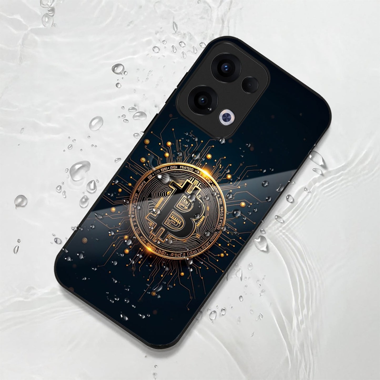 Oppo Reno 13 5G Premium Acrylic Shockproof Glass Back Case (Bitcoin)