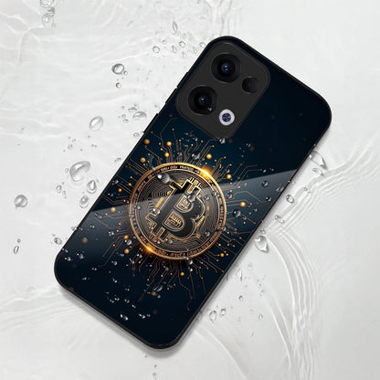 Oppo Reno 13 5G Premium Acrylic Shockproof Glass Back Case (Bitcoin)
