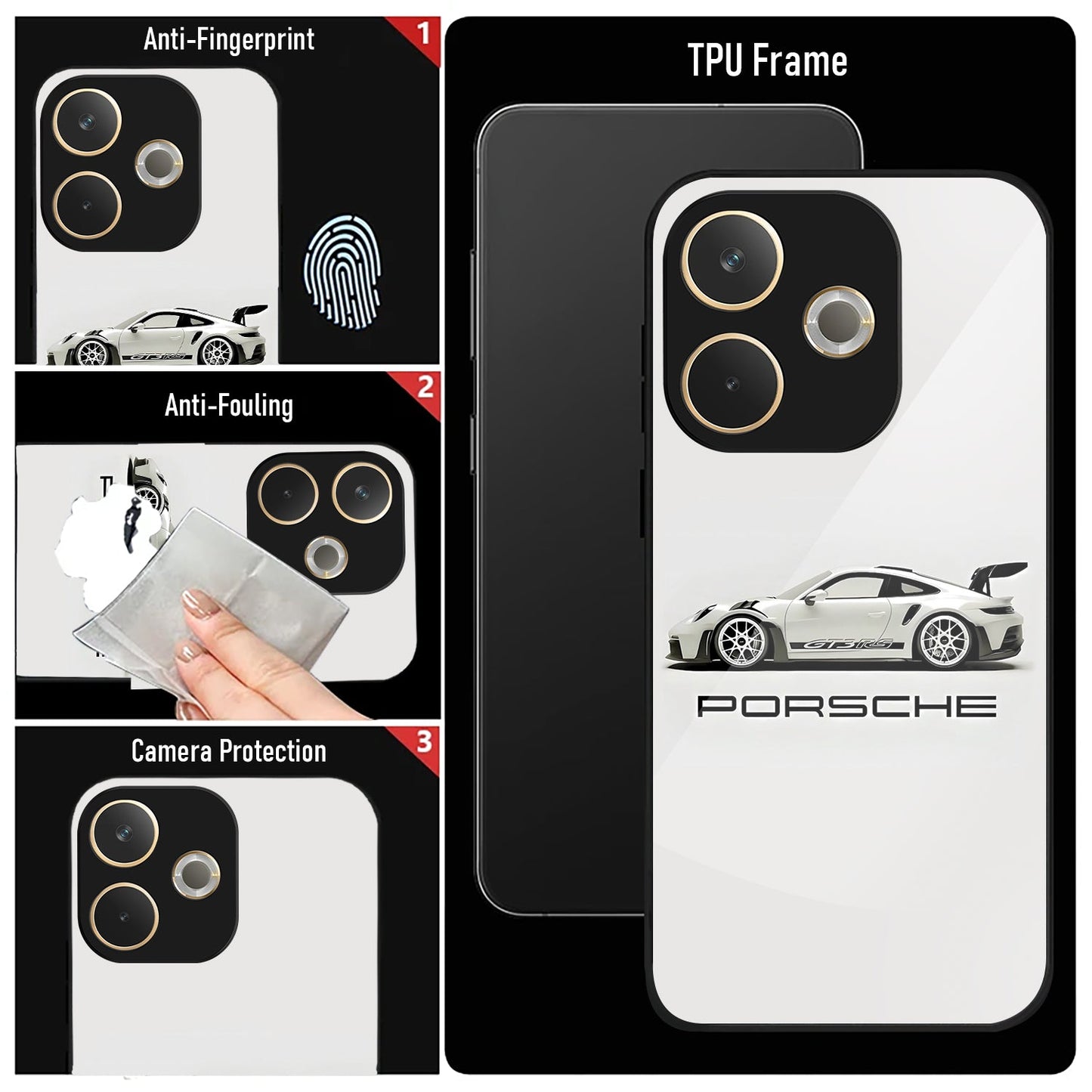 Oppo A5 Pro 5G Premium Acrylic Shockproof Glass Back Case (Porsche)
