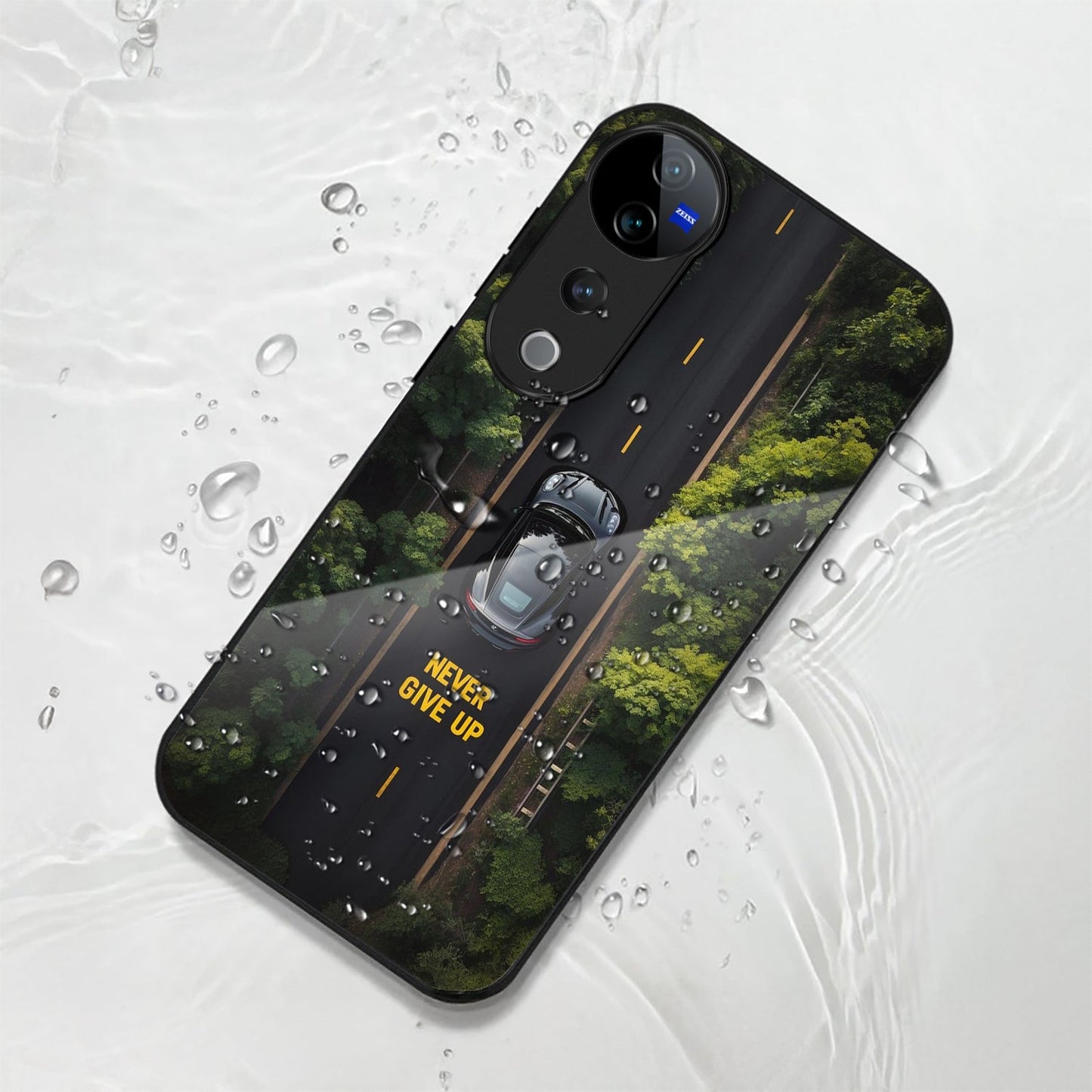 Vivo V40 Pro 5G Premium Acrylic Shockproof Glass Back Case (Never Give up)