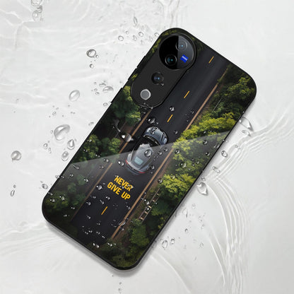 Vivo V40 Pro 5G Premium Acrylic Shockproof Glass Back Case (Never Give up)