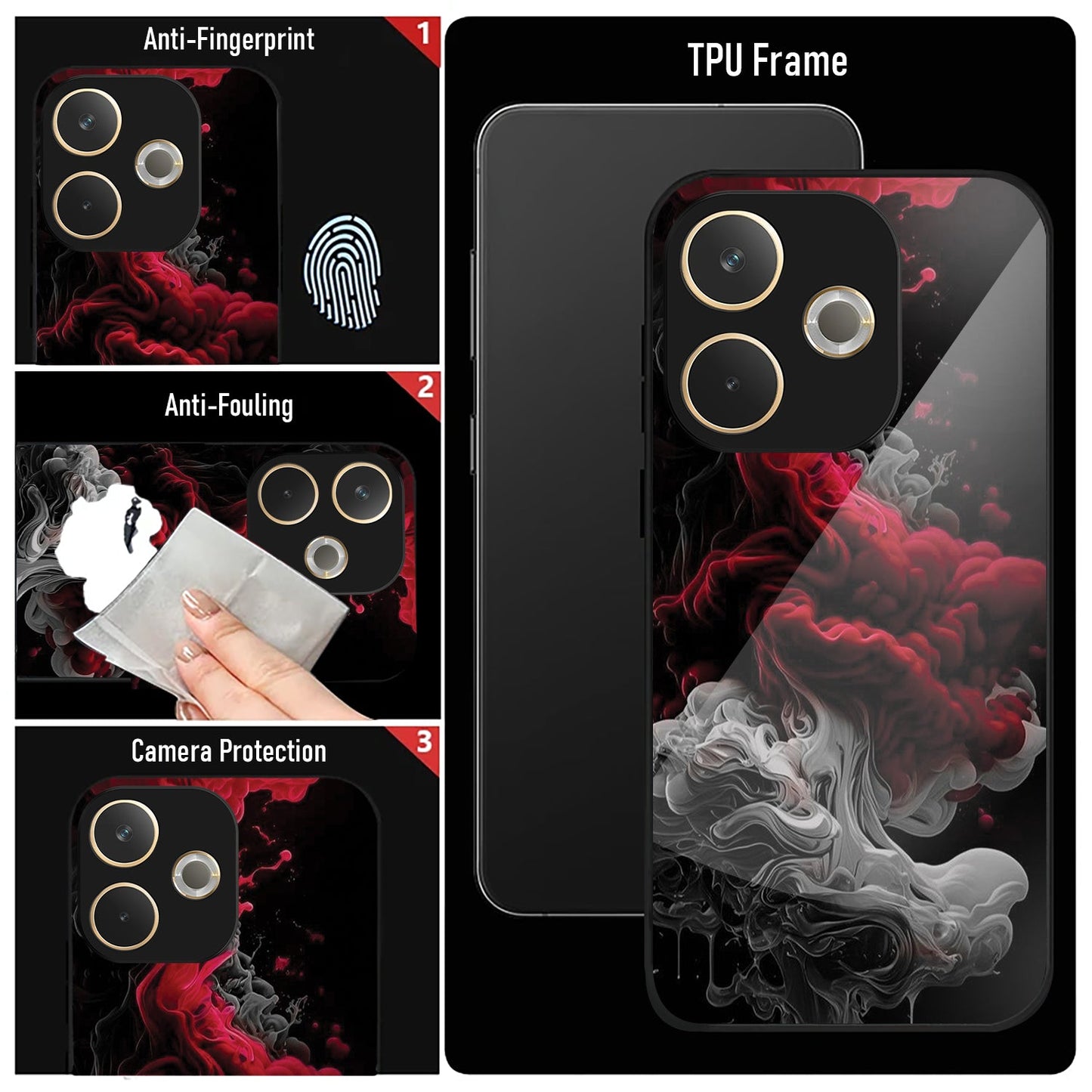 Oppo A5 Pro 5G Premium Acrylic Shockproof Glass Back Case (Vortex Flame)