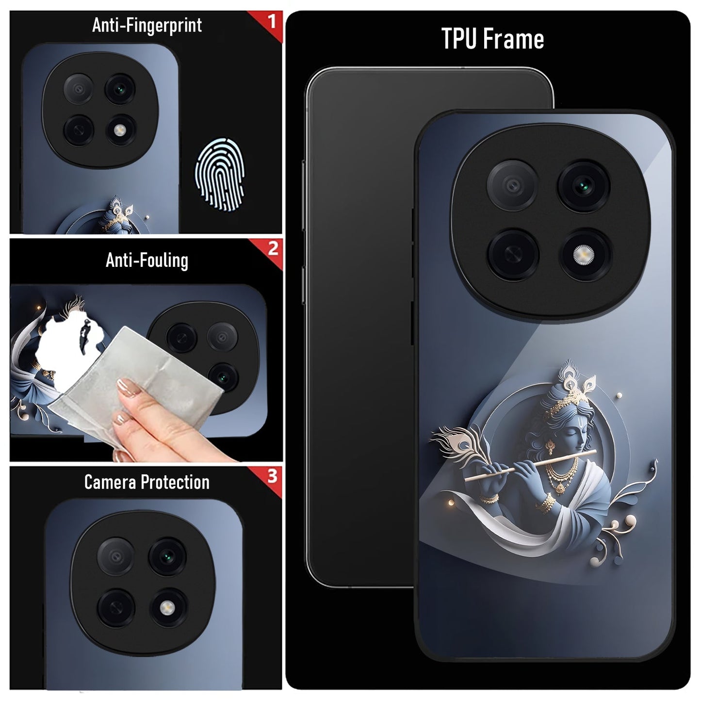 OPPO F29 Pro 5G Premium Acrylic Shockproof Glass Back Case (Load Krishna)