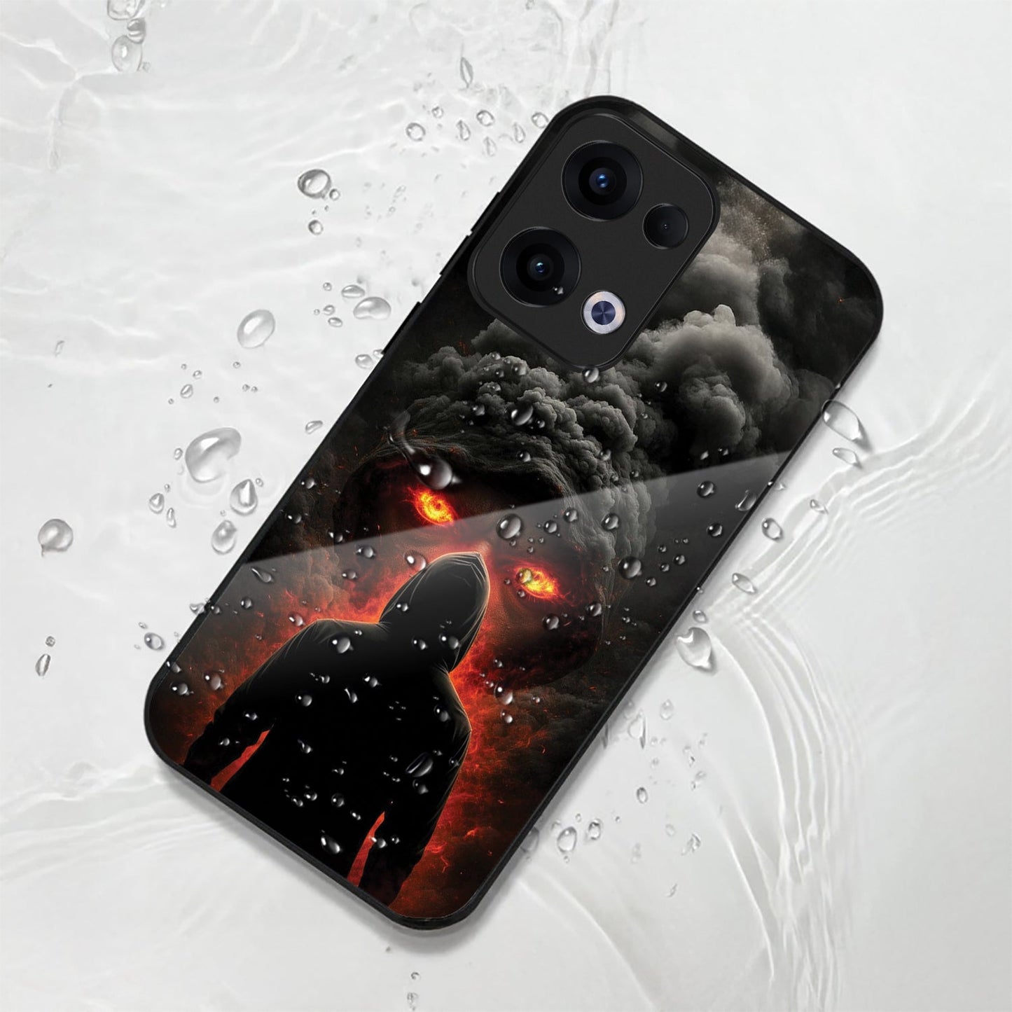 Oppo Reno 13 5G Premium Acrylic Shockproof Glass Back Case (Nightmare)