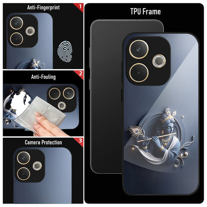 Oppo A5 Pro 5G Premium Acrylic Shockproof Glass Back Case (Midnight Krishna)