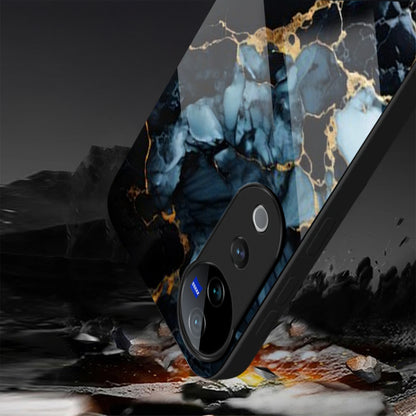 Vivo V40 Pro 5G Premium Acrylic Shockproof Glass Back Case (Blue Marble)