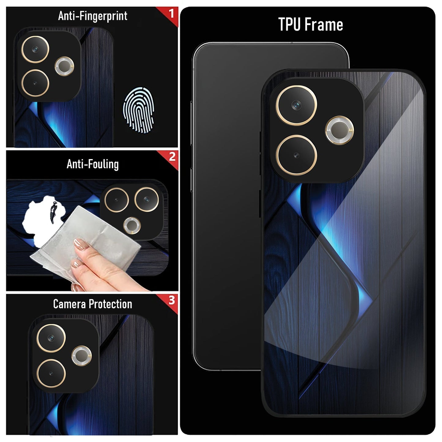 Oppo A5 Pro 5G Premium Acrylic Shockproof Glass Back Case (Blue Flame)