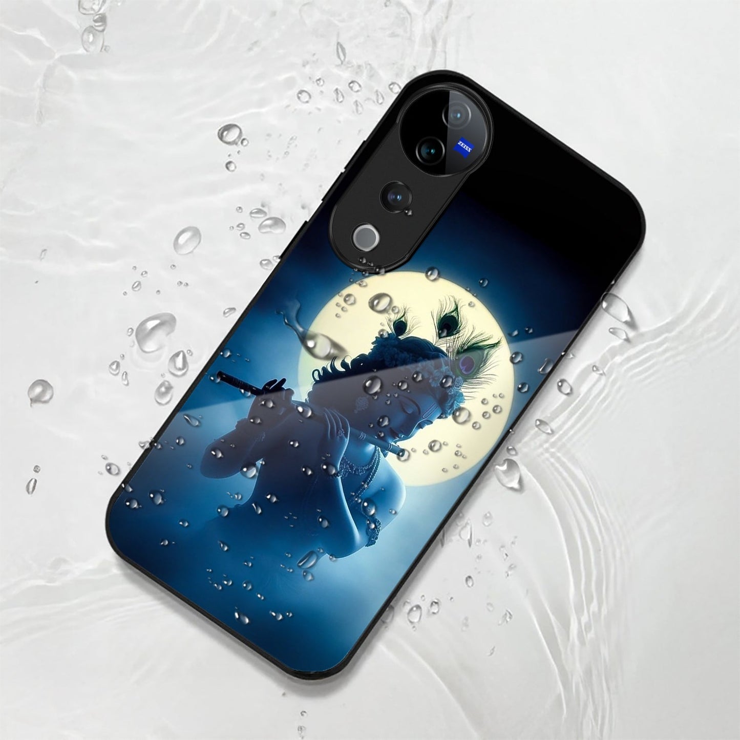 Vivo V40 Pro 5G Premium Acrylic Shockproof Glass Back Case (Midnight Krishna)