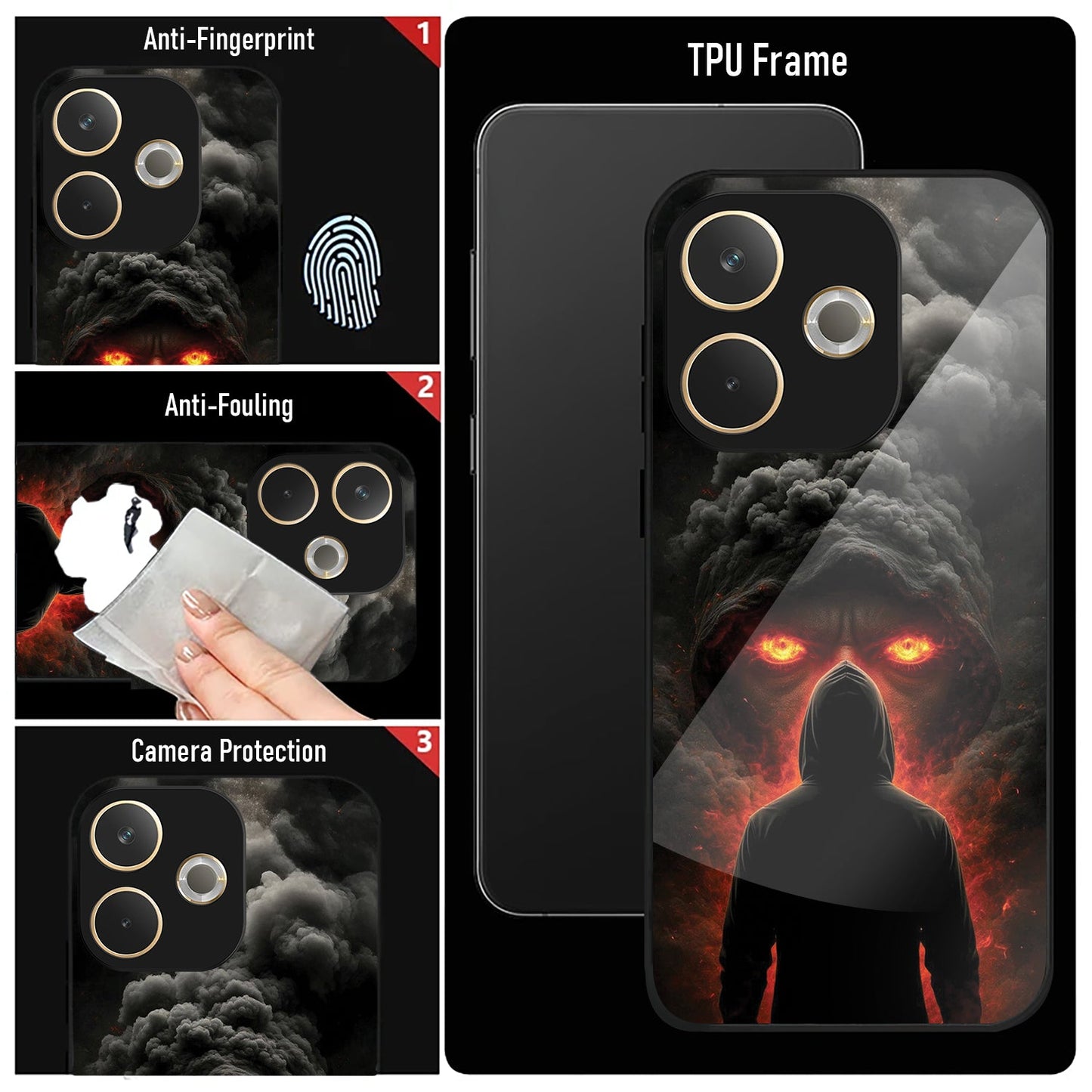 Oppo A5 Pro 5G Premium Acrylic Shockproof Glass Back Case ( Dark Shadows )