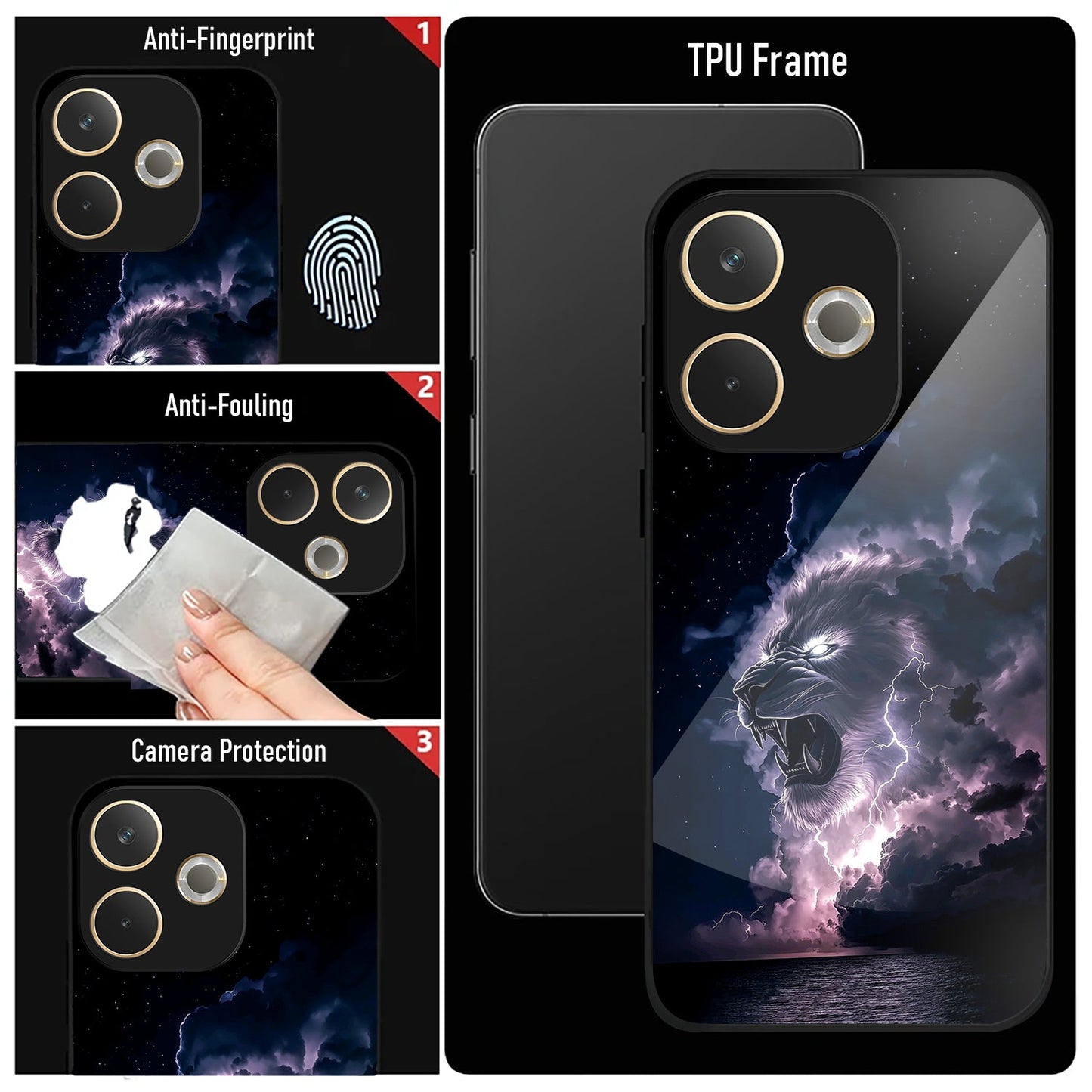 Oppo A5 Pro 5G Premium Acrylic Shockproof Glass Back Case (Sky Roar)