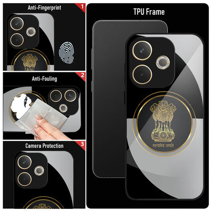 Oppo A5 Pro 5G Premium Acrylic Shockproof Glass Back Case (Satya mev jayate)