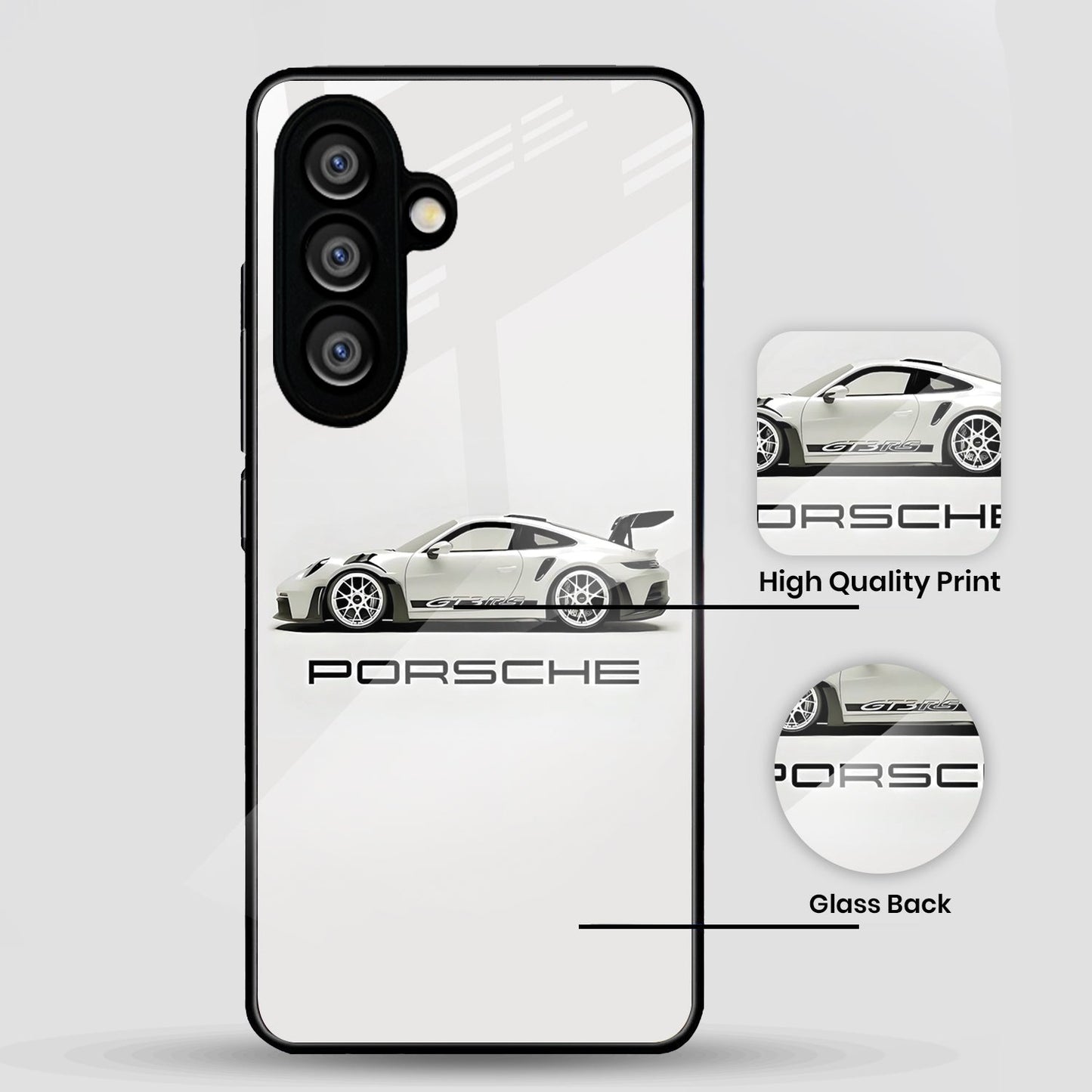 Samsung Galaxy A56 Premium Acrylic Shockproof Glass Back Case (White Porsche)
