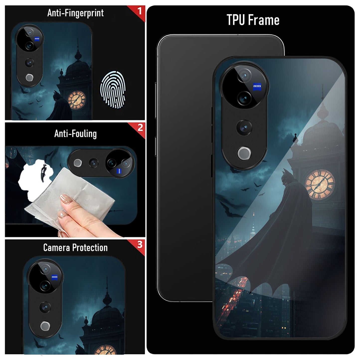 Vivo V40 Pro 5G Premium Acrylic Shockproof Glass Back Case (Silent Knight)
