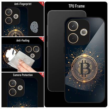 Oppo A5 Pro 5G Premium Acrylic Shockproof Glass Back Case (Bitcoin)