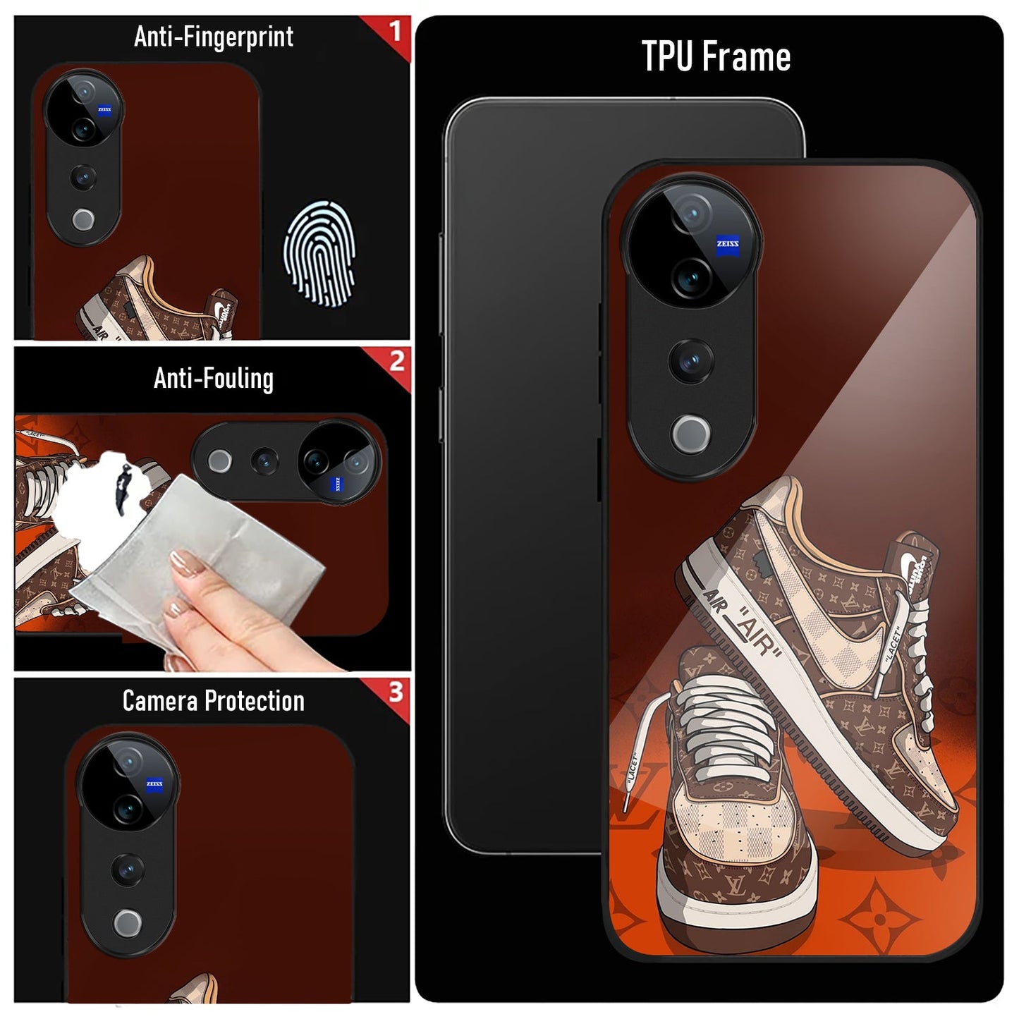 Vivo V40 Pro 5G Premium Acrylic Shockproof Glass Back Case (Sneaker)