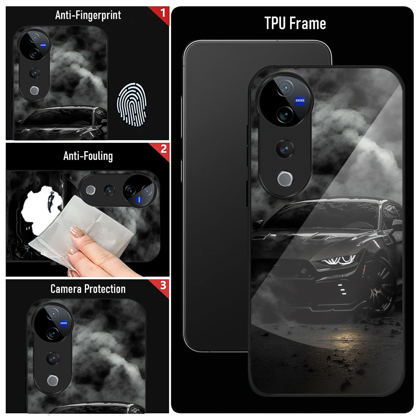 Vivo V40 Pro 5G Premium Acrylic Shockproof Glass Back Case (Black-BMW)