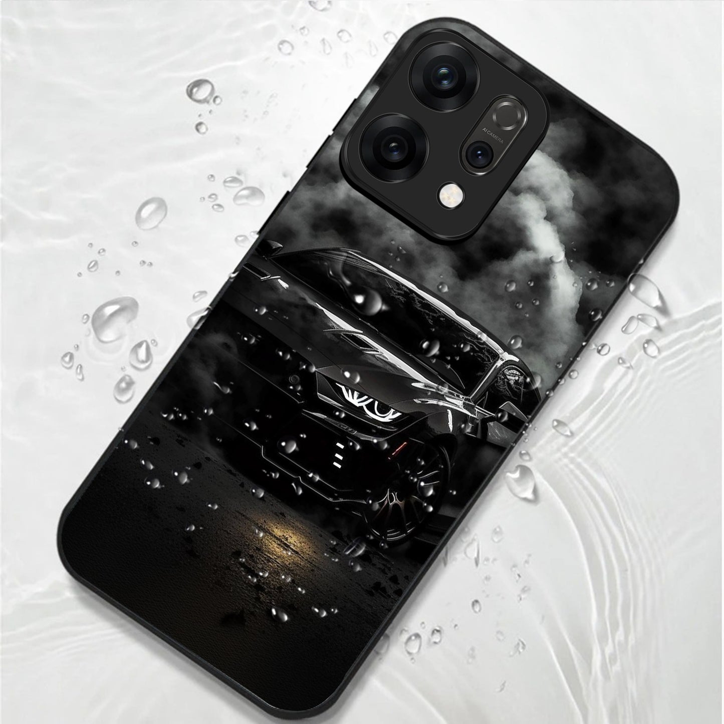 Oppo Reno 14 5G Premium Acrylic Shockproof Glass Back Case (Black-BMW)