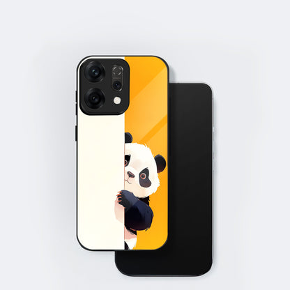 Oppo Reno 14 5G Cute Panda Peek Aesthetic Glass Case