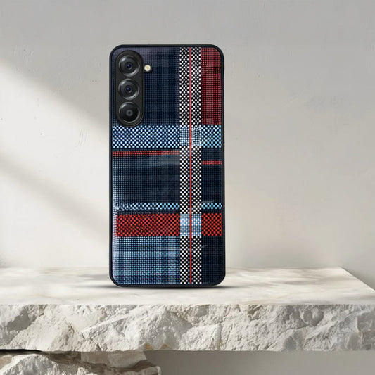 Samsung Galaxy A16 5G Luxury Grid Pattern Glass Back Shockproof Case