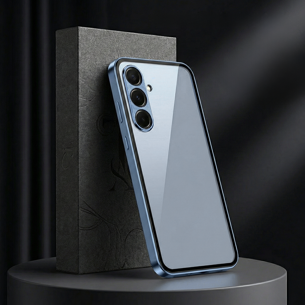 Samsung Galaxy A55 5G Aluminium Metal Bumper Shield Transparent Back Case