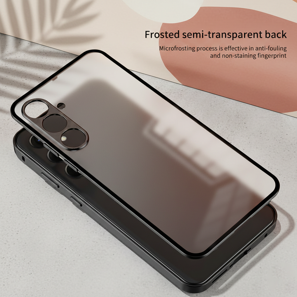 Samsung Galaxy A55 5G Aluminium Metal Bumper Shield Transparent Back Case