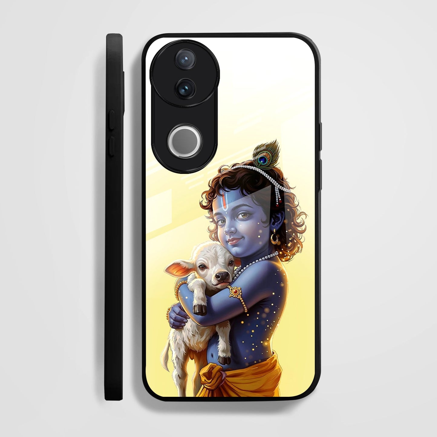 Vivo V50 5G Premium Acrylic Shockproof Glass Back Case (Cute Krishna)
