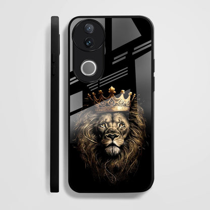 Vivo V50 5G Premium Acrylic Shockproof Glass Back Case (Crowned Lion)