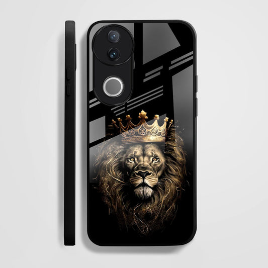 Vivo V50 5G Premium Acrylic Shockproof Glass Back Case (Crowned Lion)